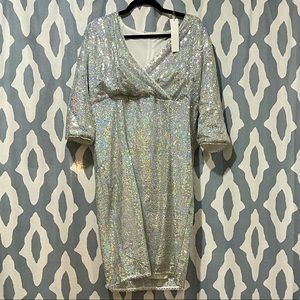 Silver Sequin Sheath Dress